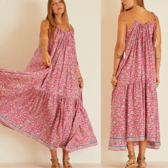 Natalie Martin Jerusha Dress Floral Print Lavendar Pink Floral Silk Small - Picture 2 of 10